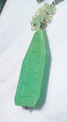 SALE! VINTAGE EGYPTIAN REVIVAL GLASS PENDANT URANIUM FLOWER NECKLACE ARTISAN