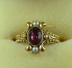 Edwardian 3Ct Oval Cut Purple Rhodolite Women’s Ring 14K Yellow Gold Plated