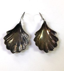 Vintage TAXCO TE-05 Sterling Silver Mexico Large 2.25″ Seashell Dangle Earrings