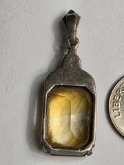 Vintage Art Deco 935 Sterling Silver Citrine Marcasite Pendant