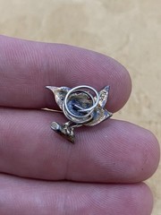 Tiny Vintage 835 Silver Signed Charm Pendant Swirl Back Bird Piece