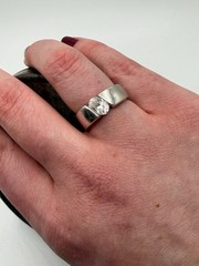 Sterling Silver Band With Tension Set CZ Modernist 925 Band size 8 US