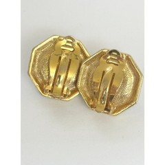 Vintage Faux Pearl Rhinestone Clip On Earrings Silver Tone Octagon Wedding Glam