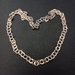 Sterling Silver Chain Necklace Handmade Flatt Hammered Rolo Unique Collar VTG