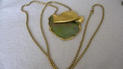 Vintage Artisan Made Modernist Pendant/ Pin On Gold Long Chain 32″ /62gr