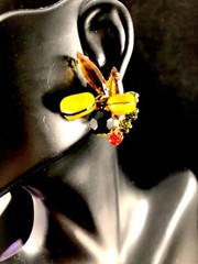 JULIANA D&E CARMEN MIRANDA STYLE NUGGET BEAD BRACELET BROOCH EARRINGS SET BOOK