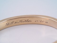 STUNNING ANTIQUE 14K GOLD FILLED WHITE & BLUE STONE HINGED BANGLE BRACELET