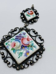 Soviet Vintage Pendant Enamel rostov Finift Hand Painted ussr