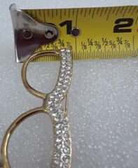 Gold Tone Eye Glasses Frame Brooch Rhinestones 2 inches