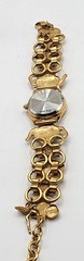 Vintage RARE HTF Signed Goldtone Kirks Folly Enameled Tea Party Watch w/Box 8″