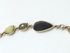 Anne Klein Necklace Gold Tone Chain Acrylic & Glass Rhinestone Choker 17″ Signed