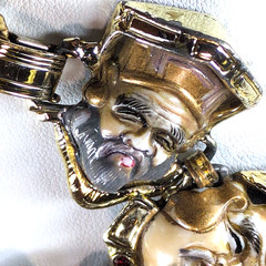 Vintage SELRO SELINI Seven Lucky Gods Bracelet Asian Fortune Faces Figural Panel