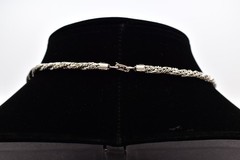 Vintage Silver Rope Knot Tassel Chain Necklace Statement Pendant 1980s BinBE