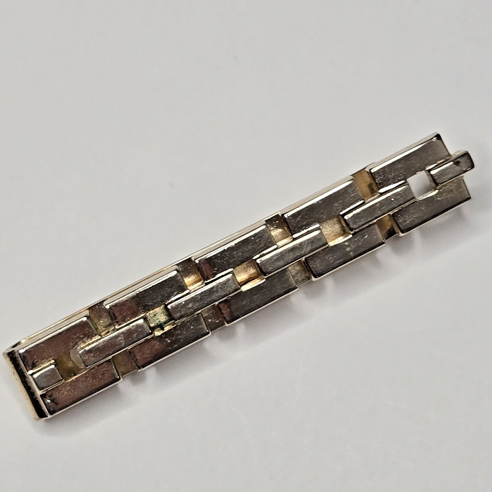 Vintage Swank Gold Tone Tie Clip Geometric Brick Watchband Link Mid Century MCM