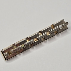 Vintage Swank Gold Tone Tie Clip Geometric Brick Watchband Link Mid Century MCM