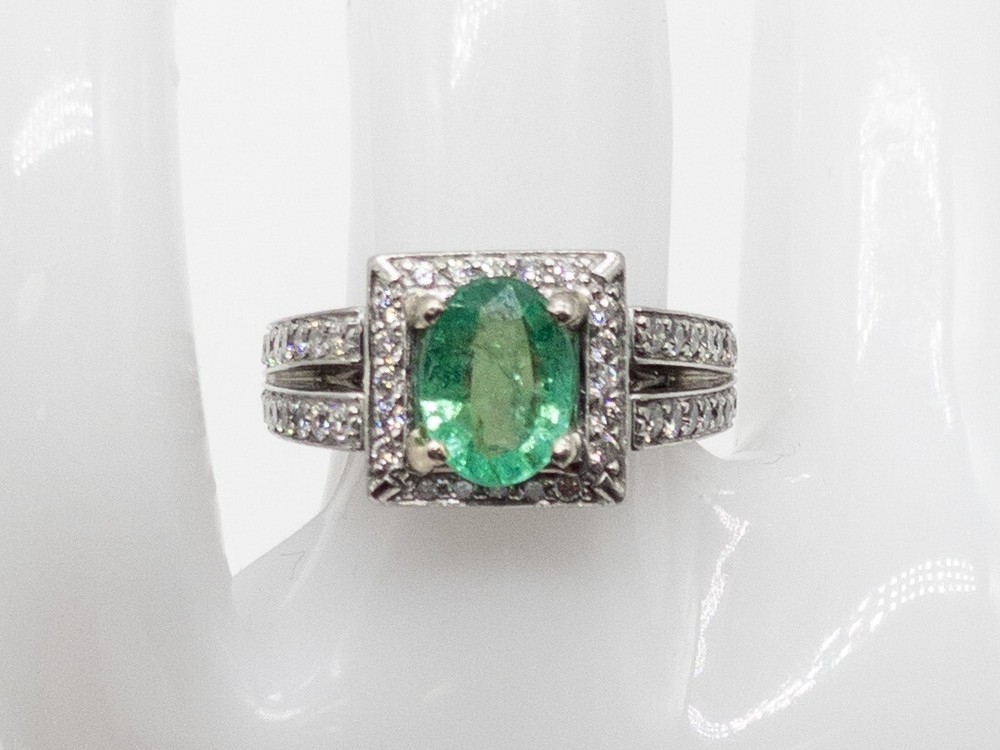 Designer $8000 3.50ct AAA+++ Colombian Emerald Diamond Platinum HALO Ring 10g