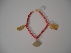One of a Kind~3) Signed Laurel Burch Charms~Cats 7 1/4″ Pink Chain Link Bracelet