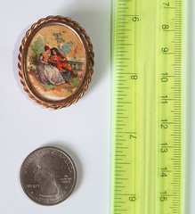 Vintage “Made in France” Limoges-style Oval Brooch w/ Trombone Clasp