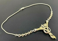 Vintage signed Anthony White Rhinestone Silver tone Choker Necklace 15″