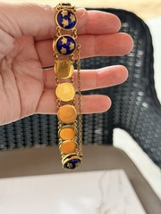 Vintage Sporrong Stockholm Swedish Heritage Crown Royal Blue Enamel Bracelet