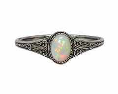 Vintage Ethiopian Opal Ring 925 Sterling Silver Engraved Antique Band Gift