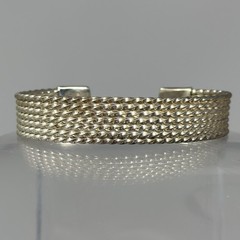 Vintage Bohemian Sterling Silver 925 Italy Woven Open Cuff Bracelet 7.75” 25g