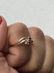 Solid 14k gold vintage pink sapphire diamond ring