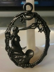 MaryBee Jewelry: 2 1/4″ Handpainted Black Fantasy Nude Pendant 12-01-2020 (A)
