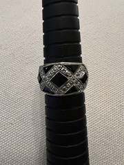 Black Onyx & Marcasite Sterling Silver 0.925 vintage band Ring size 7