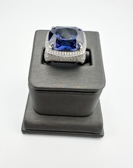 925 Bella Luce Blue And White Cubic Zirconia Sterling Silver Ring Size 5