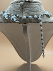 Vtg Coro Necklace Choker White & Silver-toned Enamel Leaf Adjustable Length