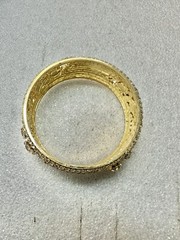Vintage Prong Set RHINESTONE Gold Tone 1” Wide 2.25” Diameter Bangle Bracelet