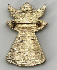 Vintage KC Kenneth Cole Angel Brooch Pin Enamel Gold Tone Christmas Holidays