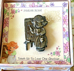 PMI Sterling Silver 925 Vintage Teacher Brooch Pin Precious Moments Original Box
