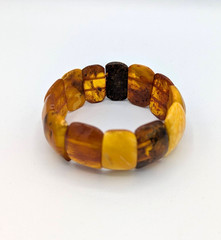 Vintage Baltic Amber Bracelet Stretch Bangle Butterscotch Yellow Egg Yolk 32g