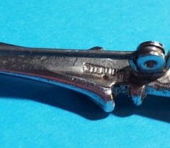 Vintage Sterling Silver Sword Scimitar Pin Brooch Clear Stones Large 3.5 Inches