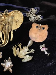Lot 9 Vintage & Modern Animal & Birds Pendants Charms Elephant Frog Owl Flamingo