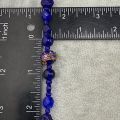 Vintage Wedding Cake Bead Bracelet Blue Glass Beaded 8”