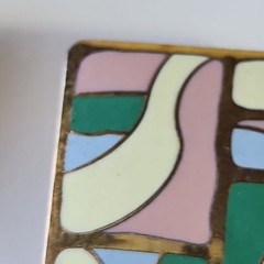 Vintage Clip On Earrings Enamel Retro Samuel Huang Cloisonné Artsy Pastel Square
