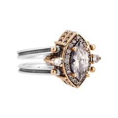 Turkish Reversible Marquise Alexandrite and White Topaz 925 Sterling Silver Ring