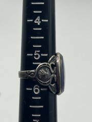 Vintage Art Deco Egyptian Revival Sterling Silver Chalcedony Ring Size 5.5