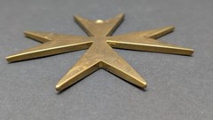 Brass Maltese Cross Pendant Ornament Gold Large Solid Vintage