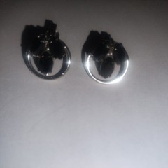Vtg Black Rhinestone Clip On Earrings Silver Finish 3 Stone MCM