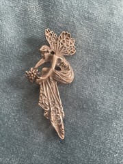 Vintage sterling silver Fairy winged Floral Pendant Pin 925