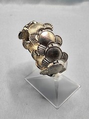 Vintage 1940’s Coro Panel Link Wide Bracelet Silver Tone Art Deco Style