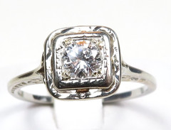 Antique Art Deco 1920’s Diamond Engagement 18KW Ring Size 6 UK-L1/2 EGL USA