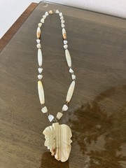 Vintage Carved Alabaster Stone Tribal Pendant Necklace
