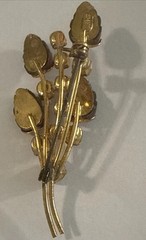 Vintage Austrian Rhinestone Crystal Brooch Pin Gold Tone Floral Wheat Stalk
