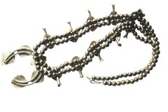 Vintage Silver Tone Black Onyx Squash Blossom Statement 24in Western Nickle
