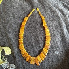 Old Amber Necklace 19” Vintage See Photos 1 Piece Is Broken